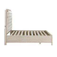 Genoa Beige Queen Platform Bed With Footboard Storage - Ornate Home