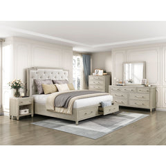Genoa Beige Queen Platform Bed With Footboard Storage - Ornate Home