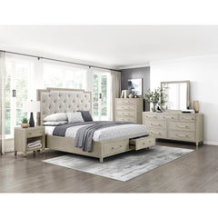 Genoa Beige Queen Platform Bed With Footboard Storage - Ornate Home