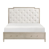 Genoa Beige Queen Platform Bed With Footboard Storage - Ornate Home