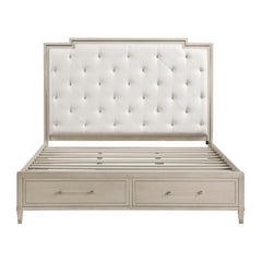 Genoa Beige Queen Platform Bed With Footboard Storage - Ornate Home