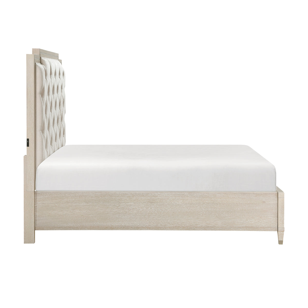 Genoa Beige Queen Platform Bed With Footboard Storage - Ornate Home