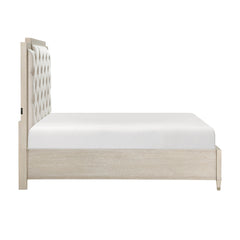 Genoa Beige Queen Platform Bed With Footboard Storage - Ornate Home