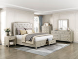 Genoa Beige Queen Platform Bed With Footboard Storage - Ornate Home
