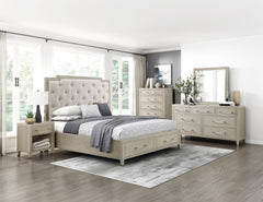 Genoa Beige Queen Platform Bed With Footboard Storage - Ornate Home