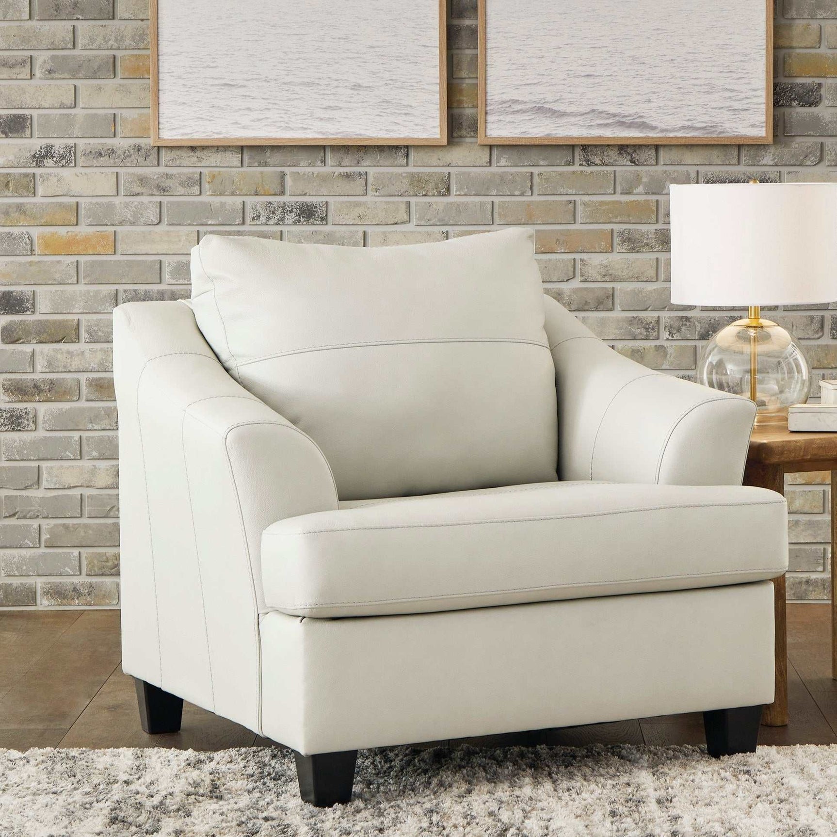 Genoa Coconut Leather Oversized Chair & Ottoman - Ornate Home