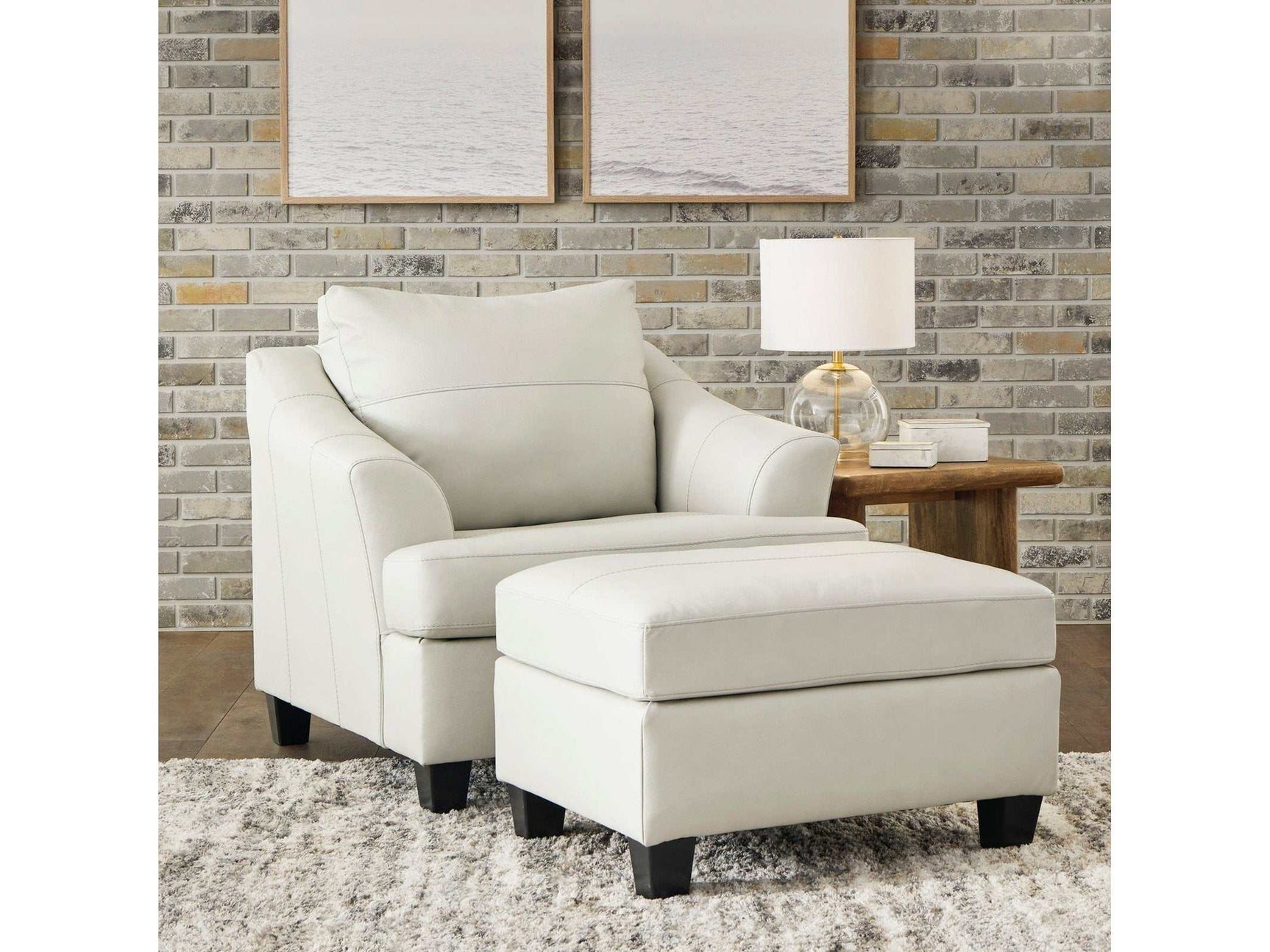 Genoa Coconut Leather Oversized Chair & Ottoman - Ornate Home