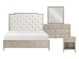 Genoa Ivory/Light Oak 4-Piece Queen Bedroom Set - Ornate Home