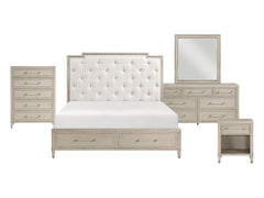 Genoa Ivory/Light Oak 5-Piece Queen Bedroom Set - Ornate Home