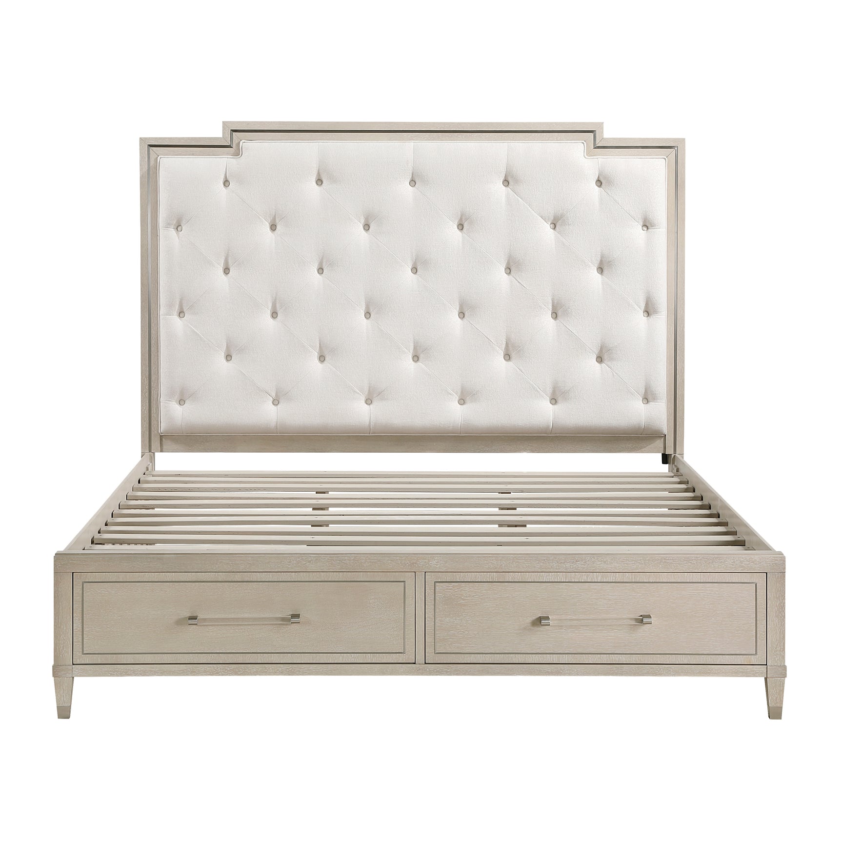Genoa Ivory/Light Oak California King Platform Bed - Ornate Home