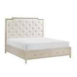Genoa Ivory/Light Oak Eastern King Platform Bed - Ornate Home
