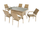 Genoa Patio 6-Person Dining Set with Glass Table Top - Ornate Home