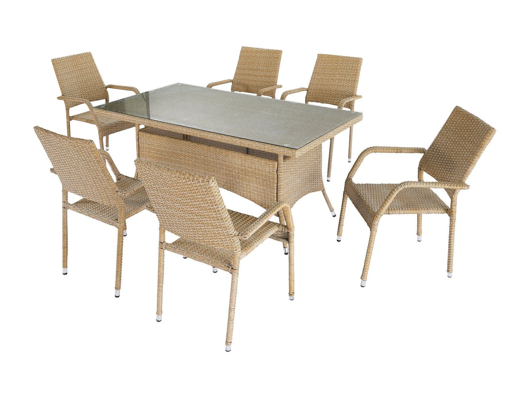 Genoa Patio 6-Person Dining Set with Glass Table Top - Ornate Home