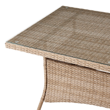 Genoa Patio Dining Table in Nature Tan Weave - Ornate Home