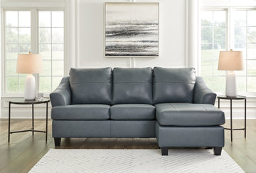 Genoa Steel Leather L Shape RAF Chaise Sofa - Ornate Home