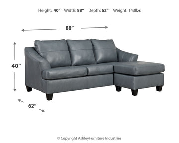 Genoa Steel Leather L Shape RAF Chaise Sofa - Ornate Home