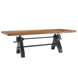 Genuine Black/Natural 96" Crank Adjustable Height Dining and Conference Table - Ornate Home