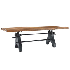 Genuine Black/Natural 96" Crank Adjustable Height Dining and Conference Table - Ornate Home