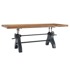 Genuine Black/Natural 96" Crank Adjustable Height Dining and Conference Table - Ornate Home