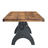 Genuine Black/Natural 96" Crank Adjustable Height Dining and Conference Table - Ornate Home