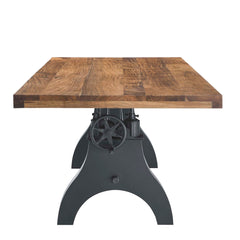 Genuine Black/Natural 96" Crank Adjustable Height Dining and Conference Table - Ornate Home