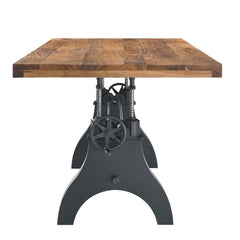 Genuine Black/Natural 96" Crank Adjustable Height Dining and Conference Table - Ornate Home
