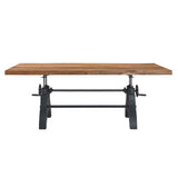Genuine Black/Natural 96" Crank Adjustable Height Dining and Conference Table - Ornate Home