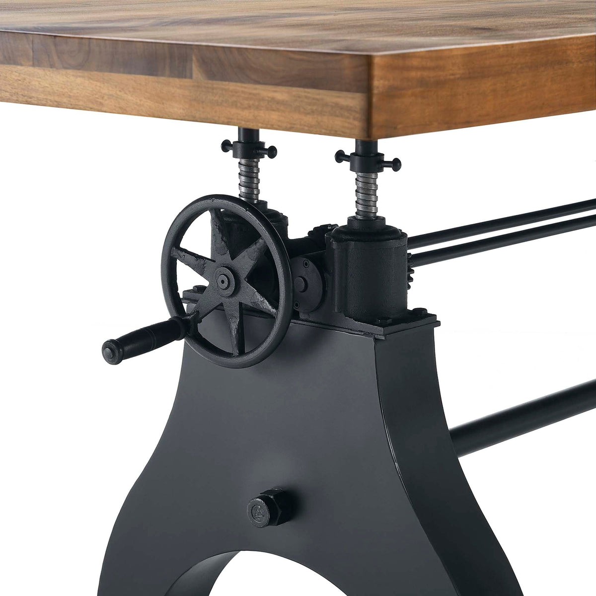 Genuine Black/Natural 96" Crank Adjustable Height Dining and Conference Table - Ornate Home