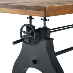 Genuine Black/Natural 96" Crank Adjustable Height Dining and Conference Table - Ornate Home