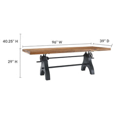 Genuine Black/Natural 96" Crank Adjustable Height Dining and Conference Table - Ornate Home