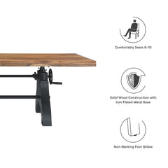 Genuine Black/Natural 96" Crank Adjustable Height Dining and Conference Table - Ornate Home