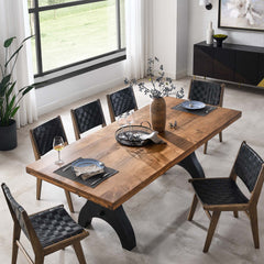 Genuine Black/Natural 96" Crank Adjustable Height Dining and Conference Table - Ornate Home