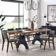 Genuine Black/Natural 96" Crank Adjustable Height Dining and Conference Table - Ornate Home