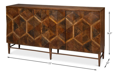 Geo Brown Three Door Sideboard - Ornate Home