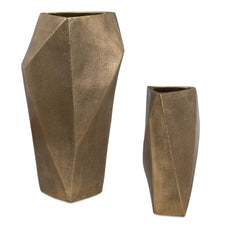 GeoForm Brass Indoor-Outdoor Vases (Set of 2) - Ornate Home