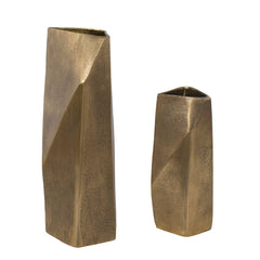 GeoForm Brass Indoor-Outdoor Vases (Set of 2) - Ornate Home