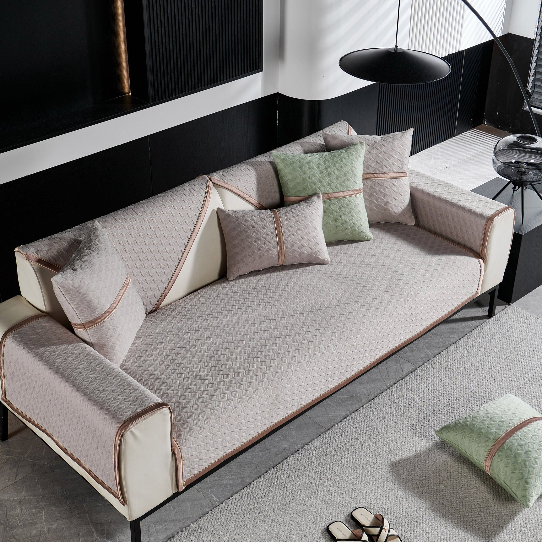 Geometric 3D Sofa Cover, Non-Slip Couch Protector for Seat, Backrest & Armrest - Ornate Home