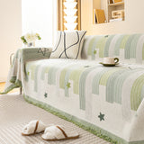 Geometric Chenille Sofa Throw Cover, Breathable Couch Protector with Tassel Fringe - Ornate Home