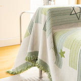Geometric Chenille Sofa Throw Cover, Breathable Couch Protector with Tassel Fringe - Ornate Home