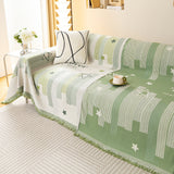 Geometric Chenille Sofa Throw Cover, Breathable Couch Protector with Tassel Fringe - Ornate Home
