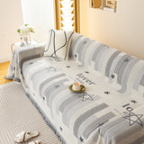 Geometric Chenille Sofa Throw Cover, Breathable Couch Protector with Tassel Fringe - Ornate Home
