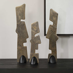 Geometric Echoes Bronze Sculptures (Set of 3) - Ornate Home