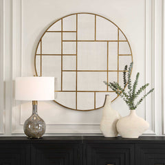 Geometric Gold Round Mirror - Ornate Home