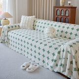 Geometric Jacquard Plush Warm Sofa Couch Cover Coral Fleece Throw Blanket for Couch - Ornate Home