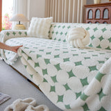 Geometric Jacquard Plush Warm Sofa Couch Cover Coral Fleece Throw Blanket for Couch - Ornate Home