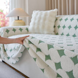 Geometric Jacquard Plush Warm Sofa Couch Cover Coral Fleece Throw Blanket for Couch - Ornate Home