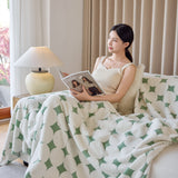 Geometric Jacquard Plush Warm Sofa Couch Cover Coral Fleece Throw Blanket for Couch - Ornate Home