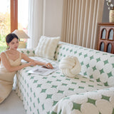 Geometric Jacquard Plush Warm Sofa Couch Cover Coral Fleece Throw Blanket for Couch - Ornate Home