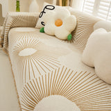 Geometric Radial Striped L-Shape Sofa Cover: Thick, Reversible Furniture Blanket for Kids and Pets - Ornate Home