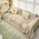 Geometric Radial Striped L-Shape Sofa Cover: Thick, Reversible Furniture Blanket for Kids and Pets - Ornate Home